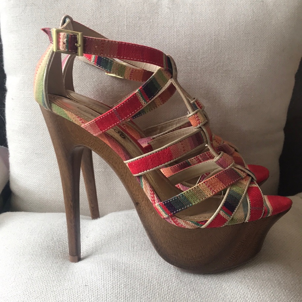 Never worn multi color platform high heels